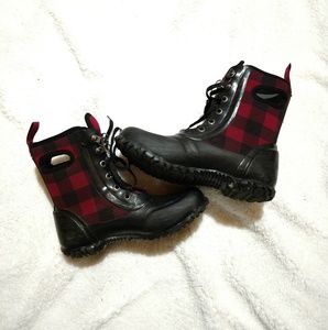 Kids Bogs Sydney Lace plaid boots
